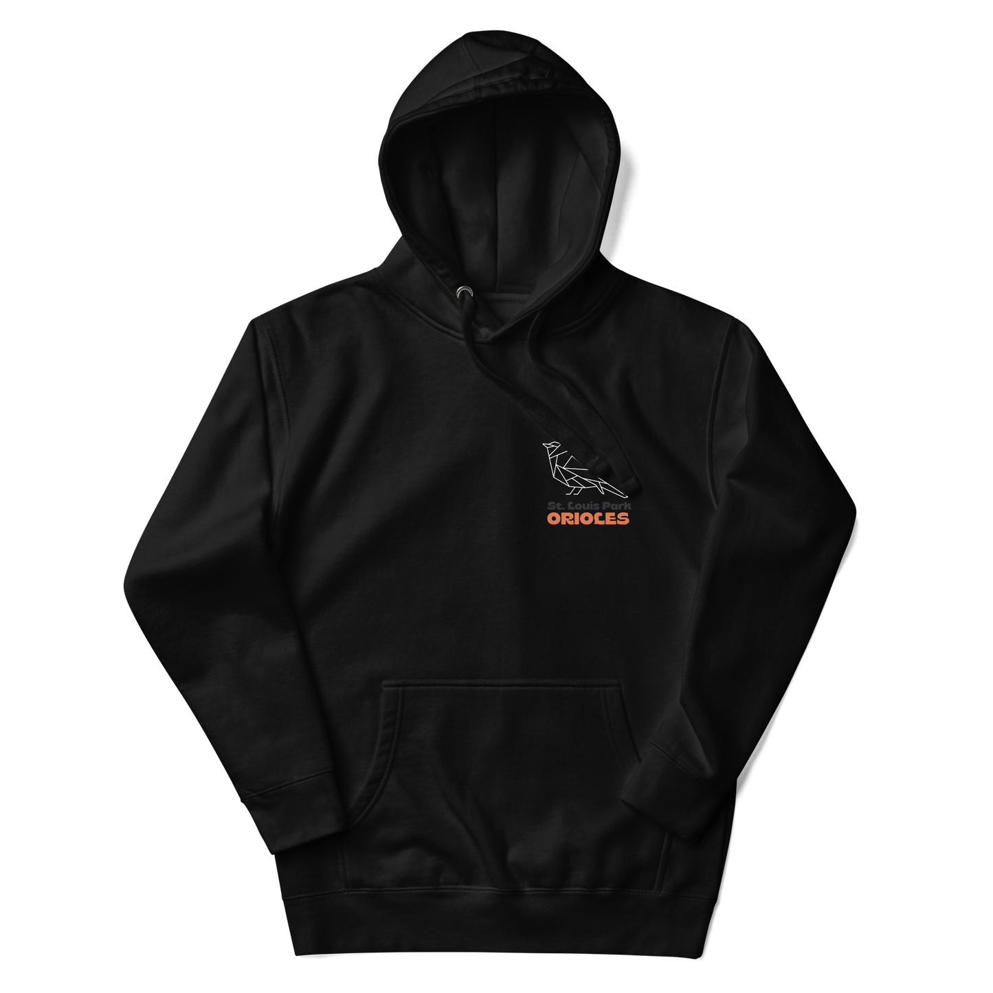 Black Hoodie St. Louis Park Orioles Geometric Design on back