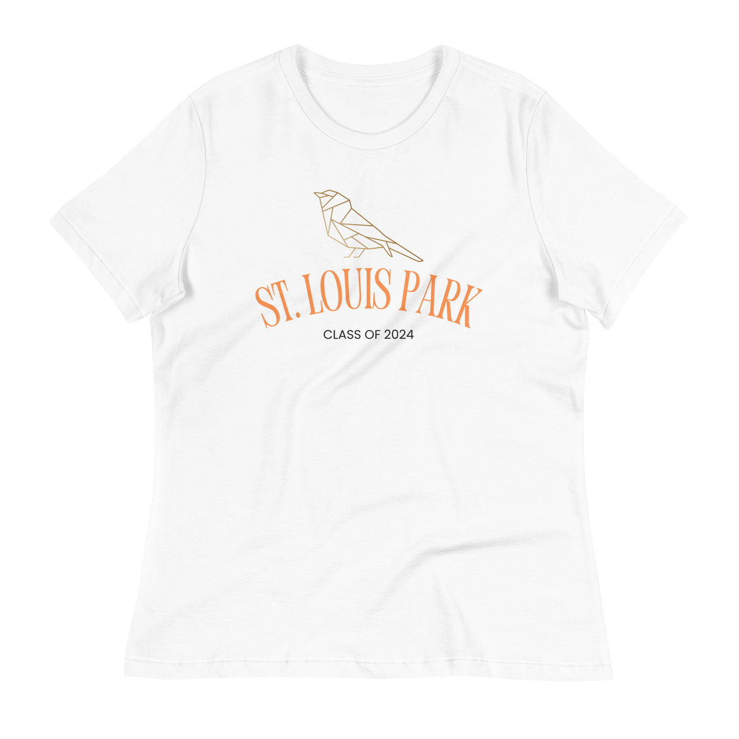 relaxed white t shirt womens st louis park orioles class of 2024 geometric