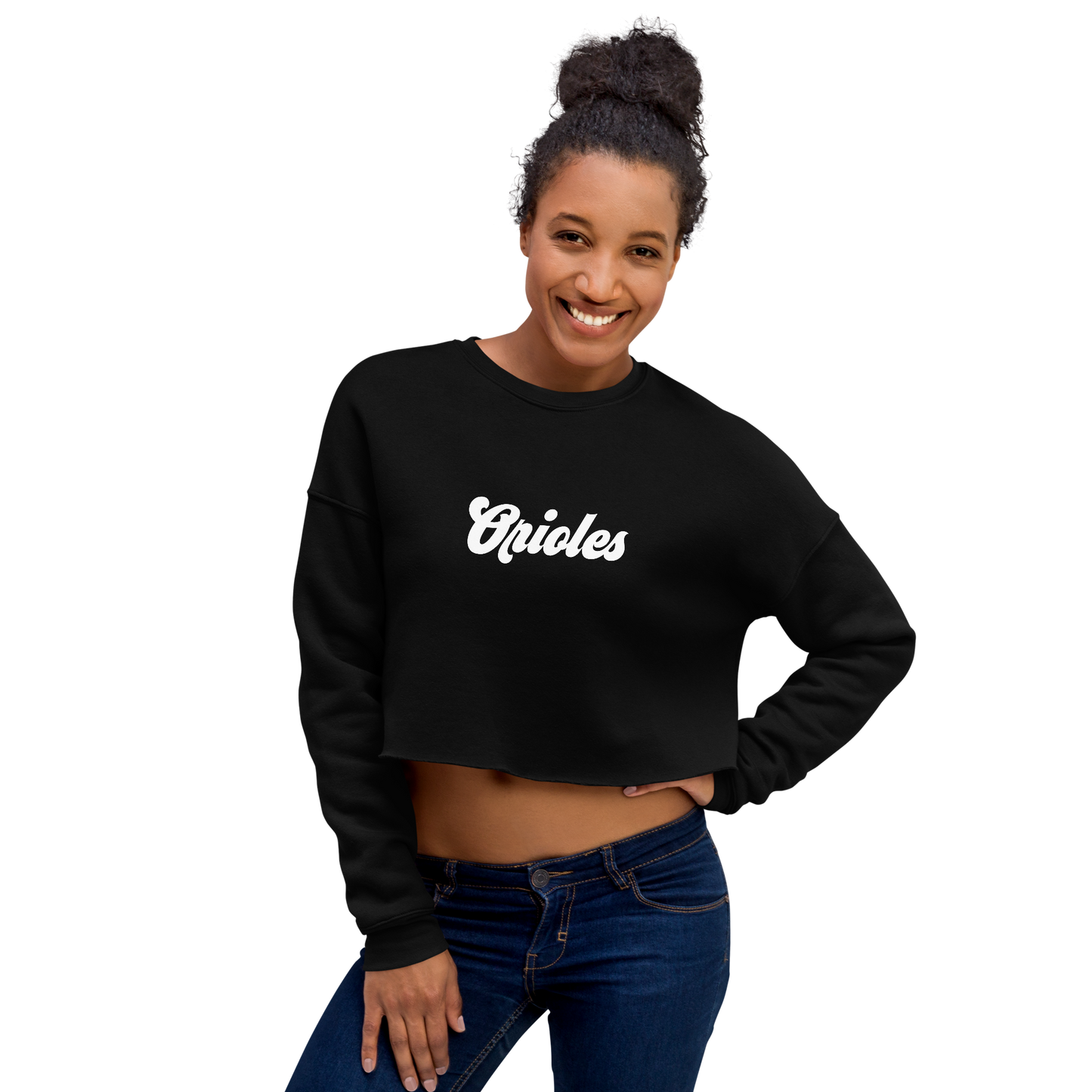 St. Louis Park Cropped Sweatshirt Black and White Orioles Writing
