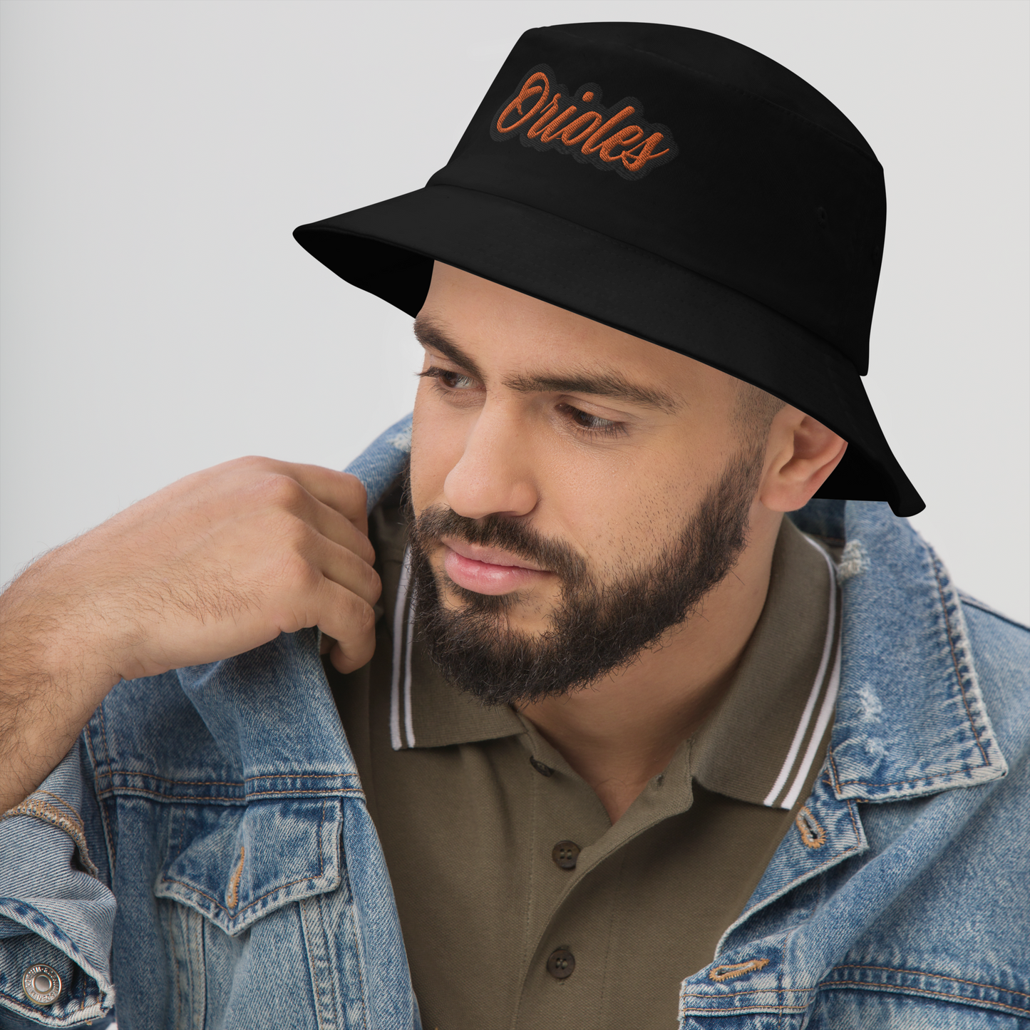 St. Louis Park Orioles Black Bucket Hat Embroidered Orange