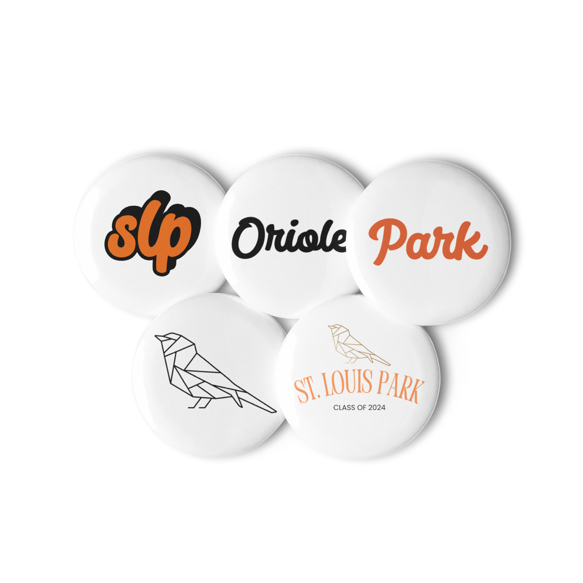 1.25 inch st louis park orioles class of 2024 pin button