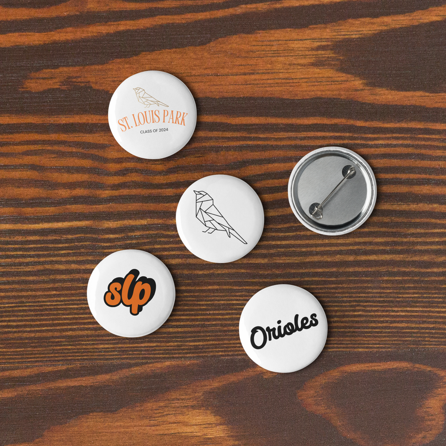 Set of St. Louis Park SLP Orioles Pin Buttons