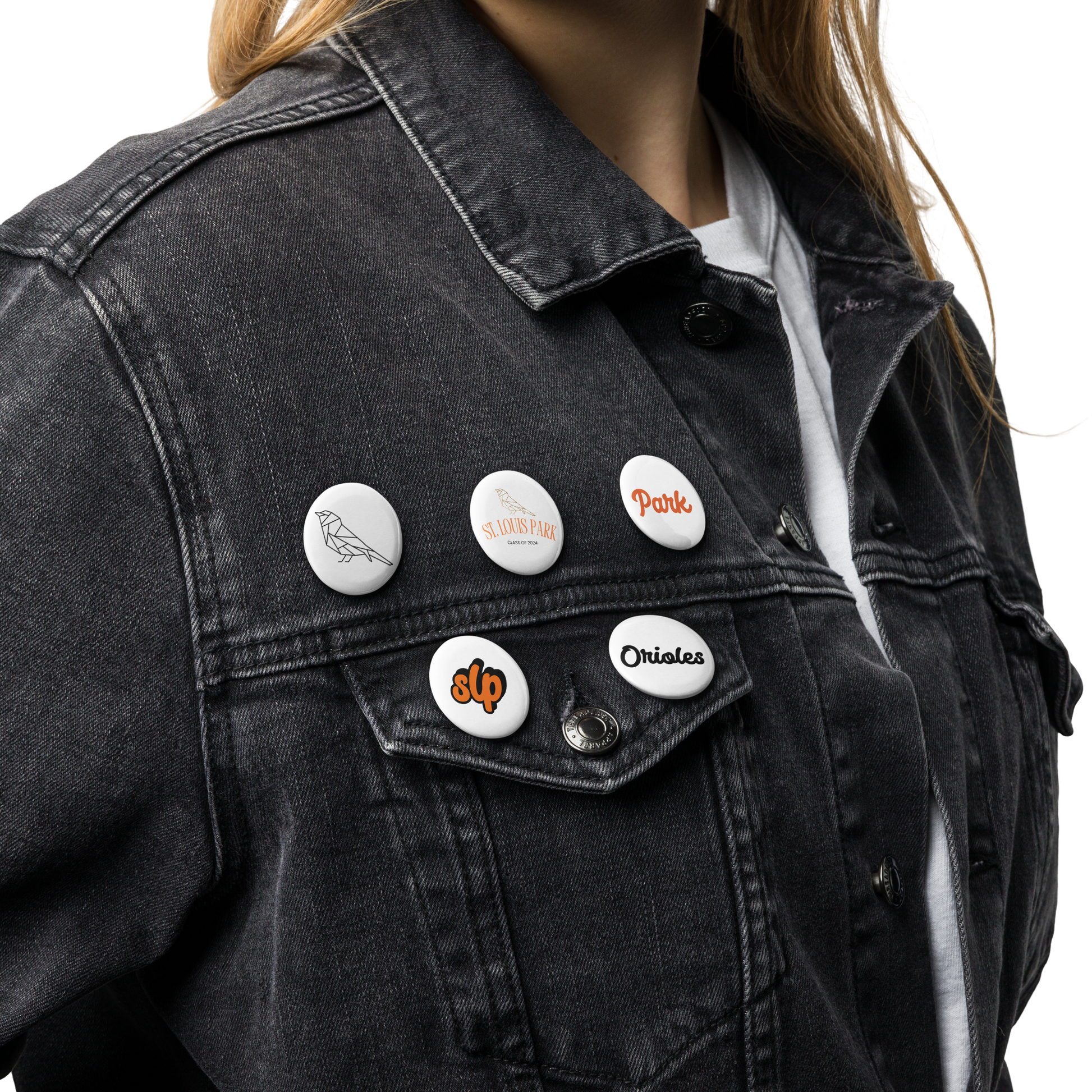 1.25 inch st louis park orioles class of 2024 pin buttons