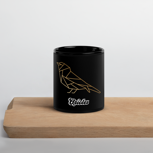 St louis park 11 oz black glossy mug geometric orioles design