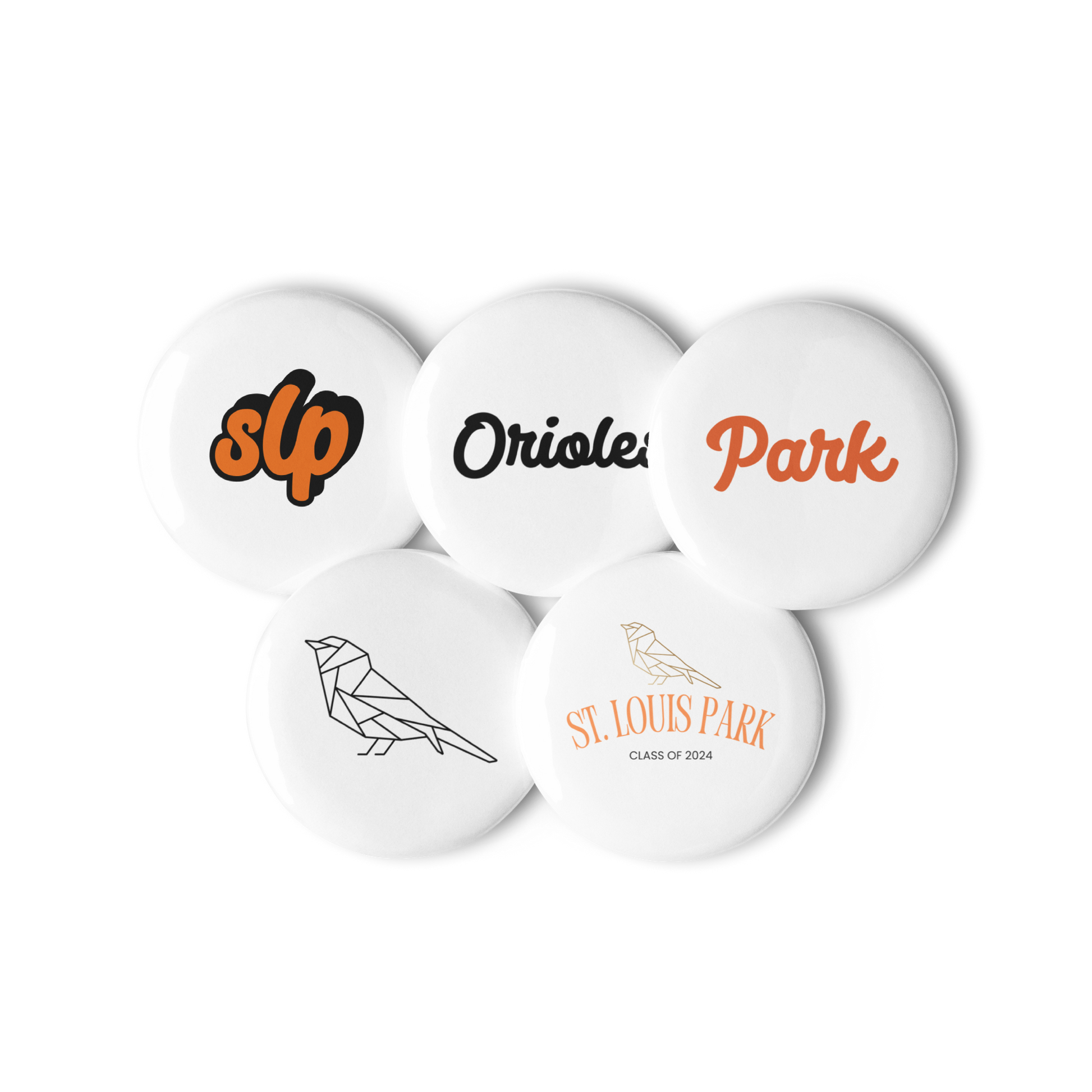 2.25 inch st louis park orioles class of 2024 pin buttons