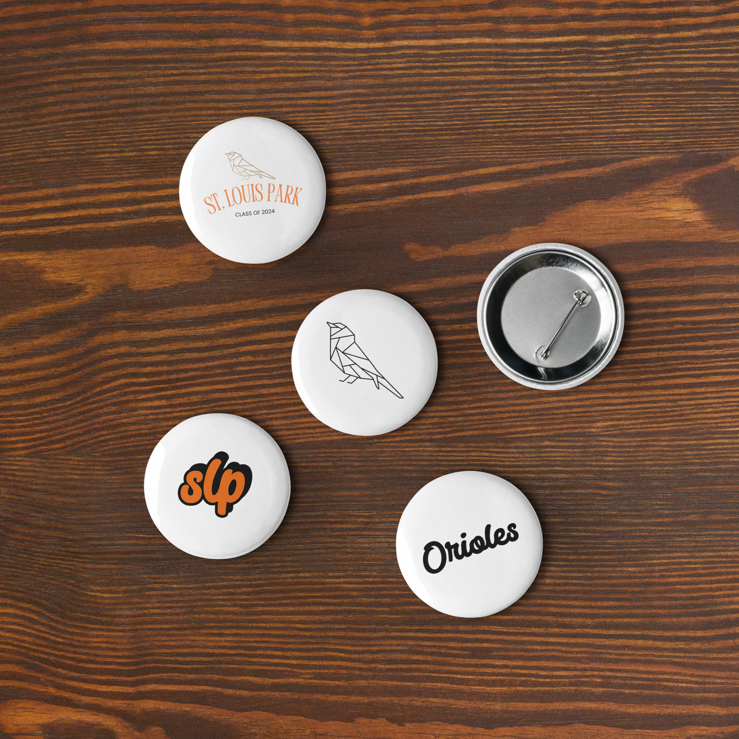 Set of St. Louis Park SLP Orioles Pin Buttons