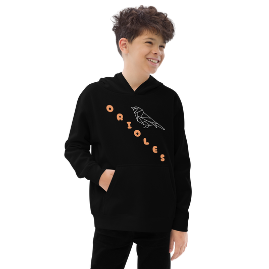 Kids Fleece Hoodie Black with Geometric Oriole St Louis Park Orioles