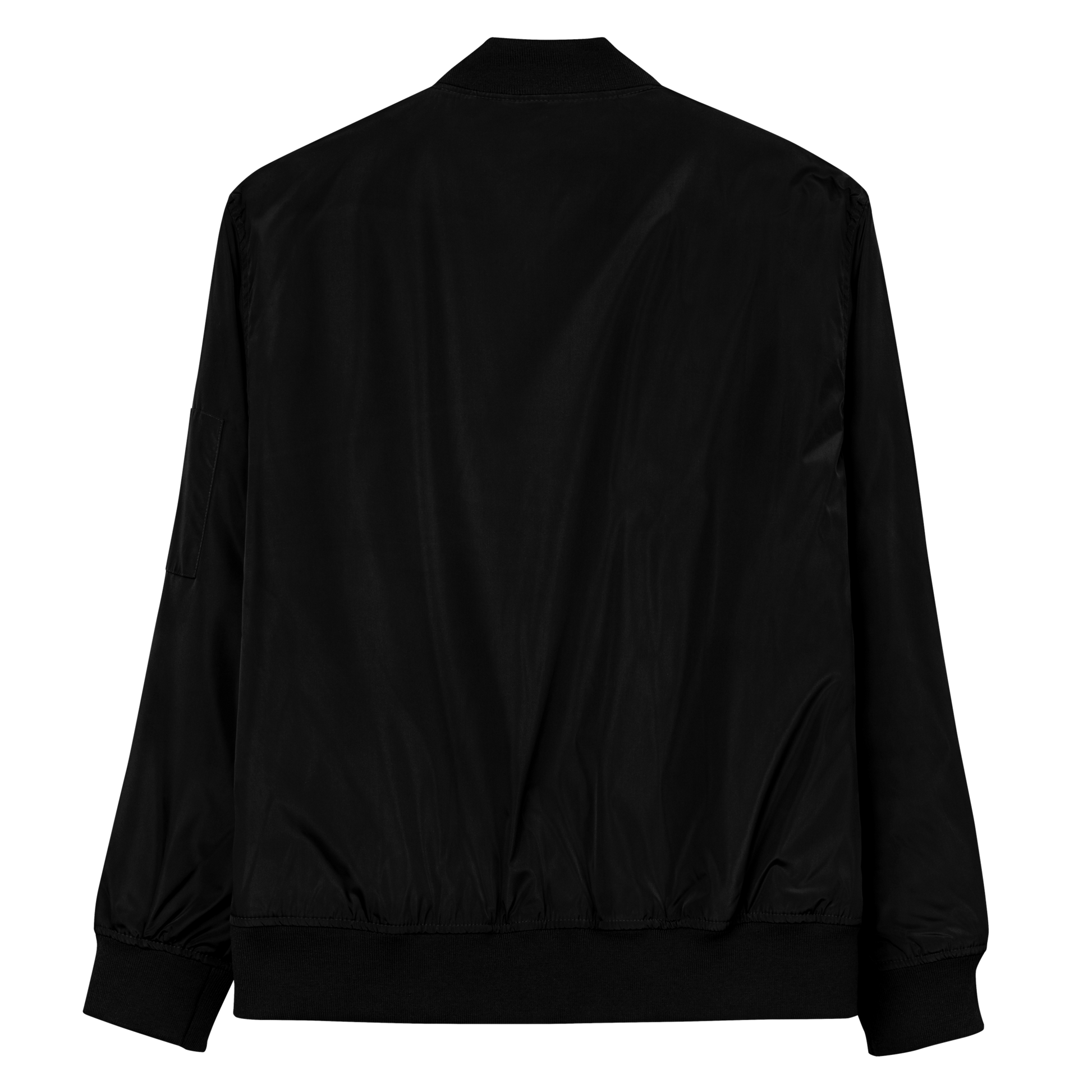 Black Recycled Bomber Jacket for St. Louis Park Orioles Schools with Orange Park Embroidery 