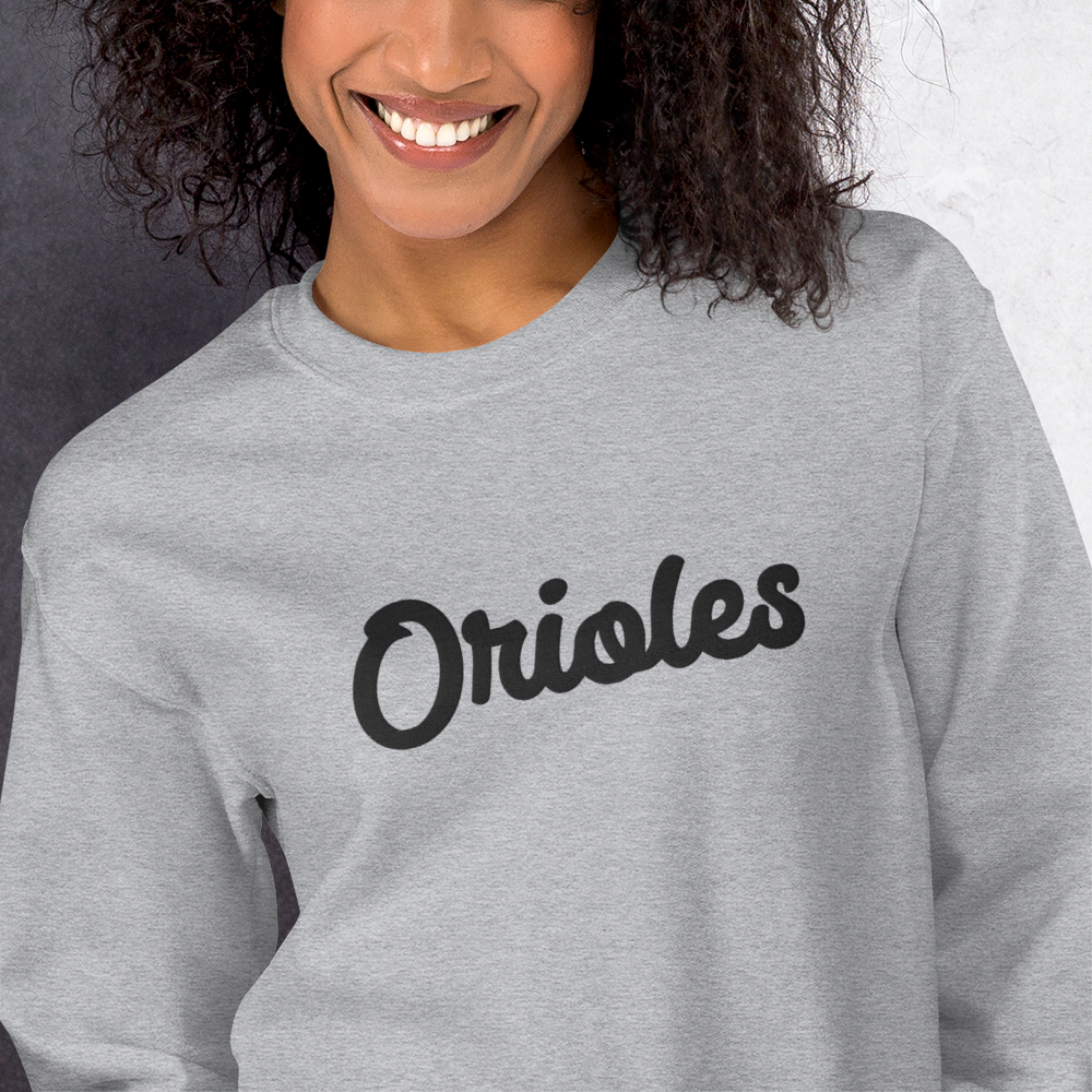 Gray St. Louis Park Orioles Gray Sweatshirt Embroidered Orioles working  Crew Neck Unisex