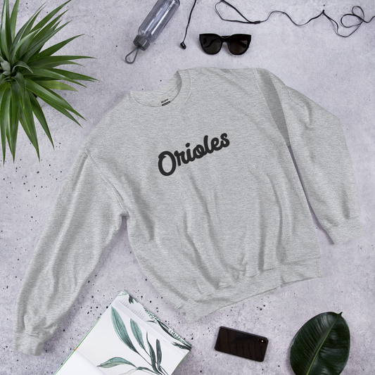 Gray St. Louis Park Orioles Gray Sweatshirt Embroidered Orioles working  Crew Neck Unisex