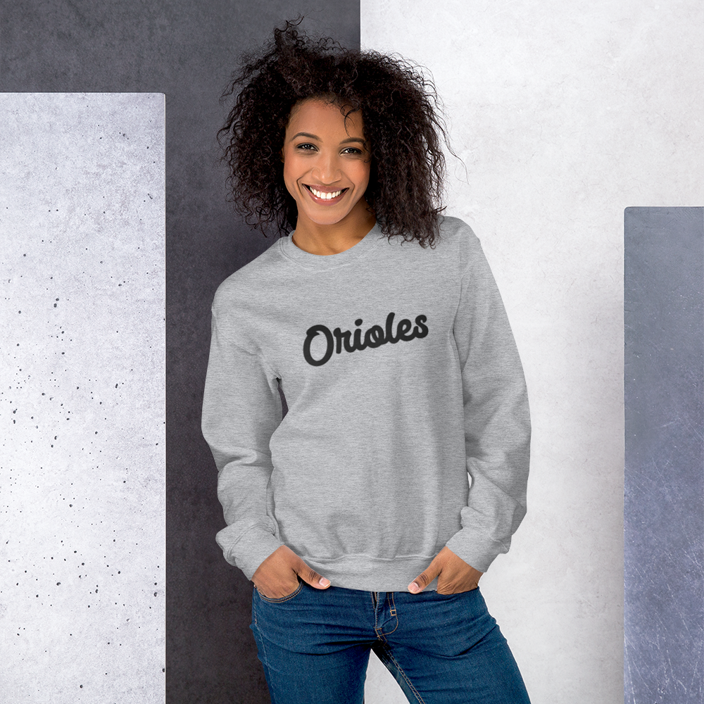 Gray St. Louis Park Orioles Gray Sweatshirt Embroidered Orioles working  Crew Neck Unisex
