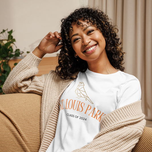 relaxed white t shirt womens st louis park orioles class of 2024 geometric 