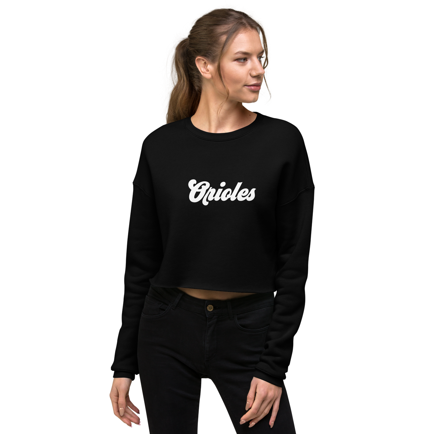 St. Louis Park Cropped Sweatshirt Black and White Orioles Writing