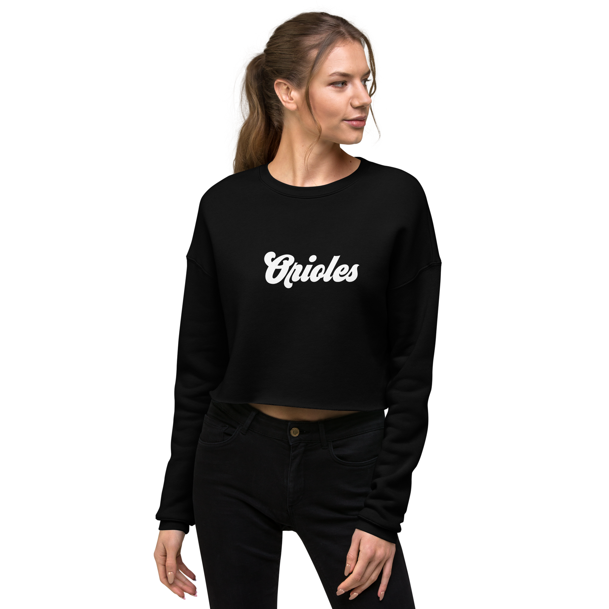St. Louis Park Cropped Sweatshirt Black and White Orioles Writing