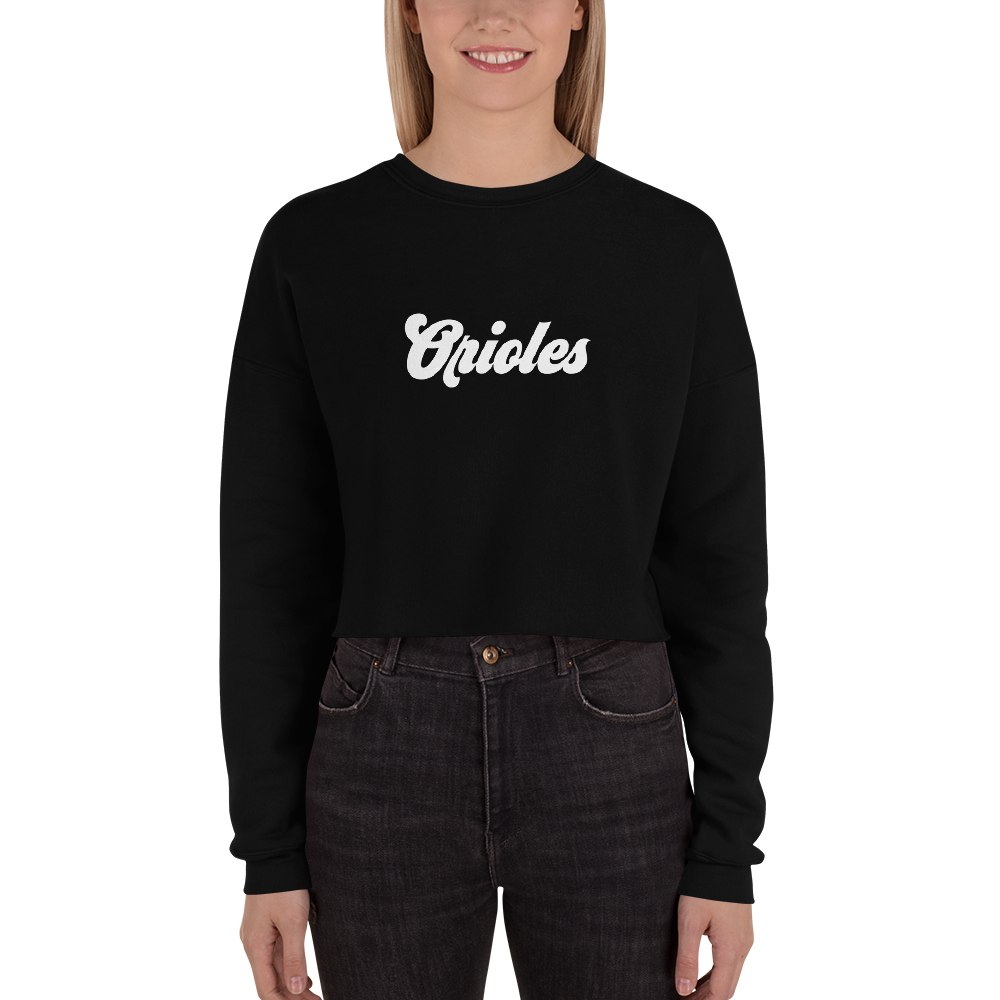 St. Louis Park Cropped Sweatshirt Black and White Orioles Writing