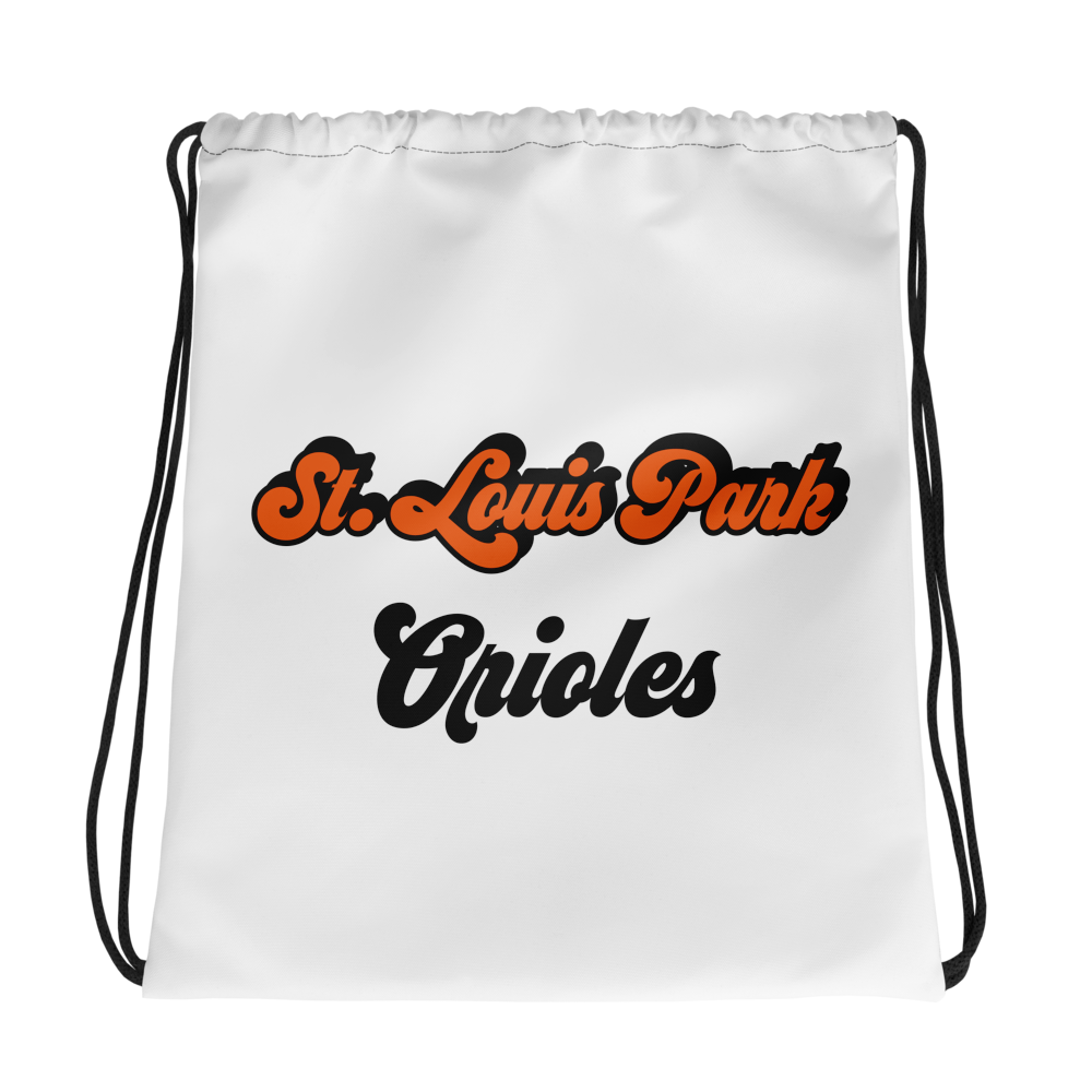 St. Louis Park Orioles Drawstring White Bag