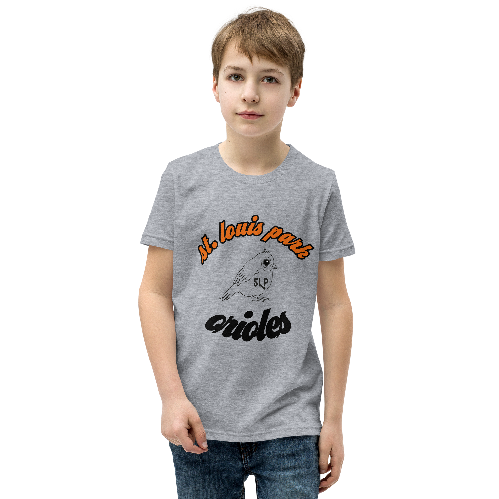 St louis park orioles T shirt youth kids shirt gray